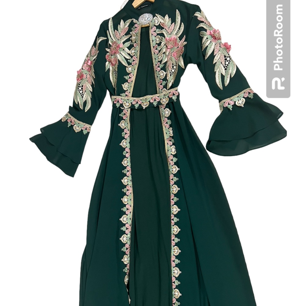Green Embroidered Kaftan